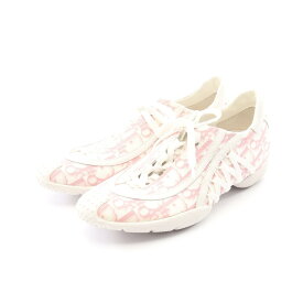 クリスチャンディオール Christian Dior トロッター スニーカー 靴 キャンバス レザー レディース ホワイト系 / ピンク系 【中古】