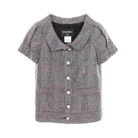 シャネル CHANEL ロゴボタン 半袖 ツイード 衣料品 アウター ナイロン コットン レディース ブラック系 / シルバー系 / パープル系 P35404V25416 【中古】