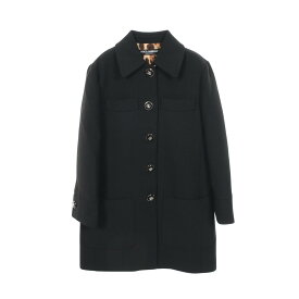 ドルチェアンドガッバーナ DOLCE & GABBANA DGロゴボタン 裏地レオパード ステンカラーコート 衣料品 アウター ウール レーヨン レディース ブラック系 【中古】