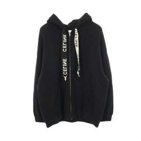 セリーヌ CELINE ロゴ ニット パーカー 衣料品 トップス ウール カシミヤ レディース ブラック系 2A77O402P 【中古】