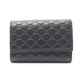 《全品5%クーポン×P5倍》グッチ GUCCI マイクログッチシマ 6連 キーケース アクセサリー レザー メンズ レディース ブラック系 150402 【中古】