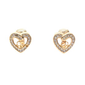 ディオール Dior CDロゴ ハート イヤリング ジュエリー GP（ゴールドメッキ） ラインストーン レディース ゴールド系 / クリア系 【中古】