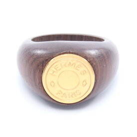 エルメス HERMES セリエ BIJOUTERIE FANTAISIE リング・指輪 ジュエリー GP（ゴールドメッキ） ウッド レディース ブラウン系 / ゴールド系 【中古】