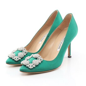 マノロブラニク MANOLO BLAHNIK HANGISI ハンギシ パンプス 靴 ファブリック レディース グリーン系 【中古】