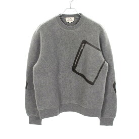 エルメス HERMES ポケット付き ニット スウェット 衣料品 トップス ウール カシミヤ メンズ グレー系 【中古】