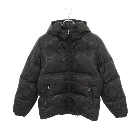 グッチ GUCCI ジャンボGG フード付き ダウンジャケット 衣料品 アウター ナイロン メンズ ブラック系 698710 【中古】