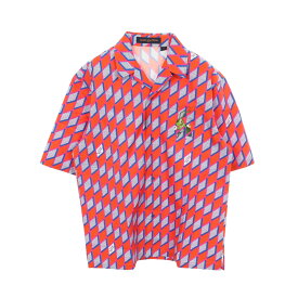 ルイ・ヴィトン LOUIS VUITTON ダイヤモンドダミエ コオロギ オープンカラー 半袖 衣料品 トップス コットン メンズ レッド系 / マルチカラー RM222 PO0 HNS73W 【中古】