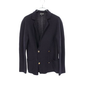 エンポリオ・アルマーニ Emporio Armani ダブルブレスト ニット テーラードジャケット 衣料品 アウター ウール コットン メンズ ネイビー系 L1G05M L135M 【中古】