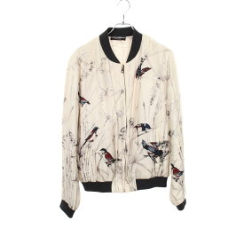 ドルチェアンドガッバーナ DOLCE & GABBANA バード柄 中綿入り ブルゾン 衣料品 アウター シルク メンズ ホワイト系 / ブラック系 / マルチカラー G9FW2T 【中古】