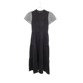 ボーダーズアットバルコニー BORDERS at BALCONY BORDER SLEEVE TEE DRESS ボーダースリーブ 半袖 ワンピース 衣料品 トップス コットン レディース ブラック系 【中古】