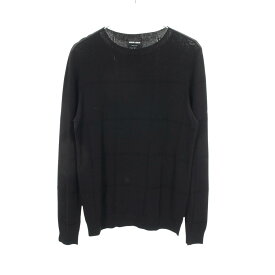ジョルジオアルマーニ GIORGIO ARMANI クルーネック ニット 衣料品 トップス レーヨン メンズ ブラック系 3HSMA2 【中古】