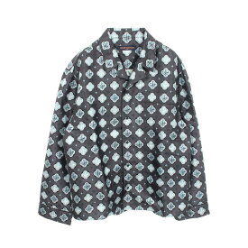 ≪10%OFFクーポン 7/19 20時〜7/26 9:59≫ルイ・ヴィトン LOUIS VUITTON モノグラム ジャガード 長袖 パジャマ 衣料品 トップス シルク メンズ ネイビー系 / ブルー系 / グレー系 RM231F MU0 HOFS3W 【中古】