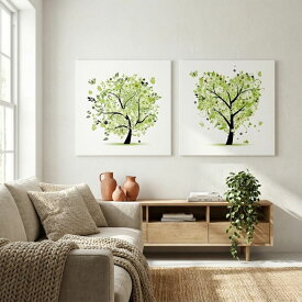 アートパネル 2枚セット 葉 花 木 絵画 北欧 おしゃれ インテリア モダン 壁掛け 軽量 玄関 リビング 植物 緑 風水 額不要