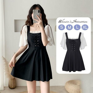 水着可愛い中学生 黒 体型カバー ぽっちゃり 水着 中学生 スクール セパレート 韓国 タンキニ 水陸両用 半袖 女性 スイムウェア スウィート 夏休み 海水浴 プール 温泉 水着 体型カバー リゾ