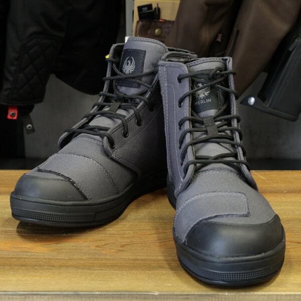 MERLIN マーリン ライディングシューズ  "Knots Canvas D3O Boot"  【グレー】 バイク用 ハイカットスニーカー キャンバス地 ヴィンテージ クラシック ブーツ【返品/交換無料】 即納 送料無料 MikeRide 正規総代理店