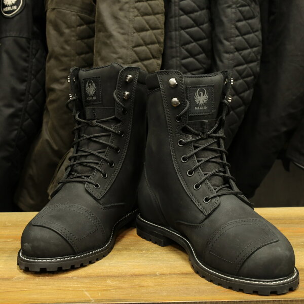 MERLIN マーリン 防水・防寒ライディングブーツ  "Drax II D3O® Boot"【ブラック】牛革使用 バイク用 シューズ 防風 透湿 【返品/交換無料】正規総代理店 MikeRide 送料無料