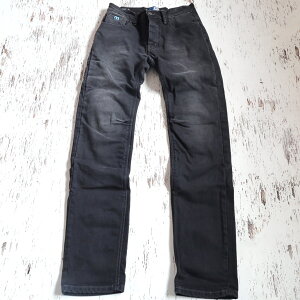 裾上げ無料 PMJ CAFE RACER(カフェレーサー)ライディングデニムパンツ ブラック スリムフィット ストレッチ プロテクター装備 イタリア製 / バイク用 ジーンズ ジーパン 大きめサイズあり サ