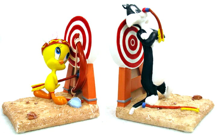 楽天市場 Looney Tunes ルーニーチューンズ トゥイーティー Tweety トゥイーティー シルベスター ブックエンド インディアン アメリカ雑貨 マイクのおもちゃ箱
