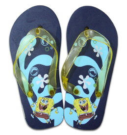 【スポンジボブ/Sponge Bob】 『キッズ ビーチサンダル/ネイビー※ワケあり※』 潮干狩り 川遊び 海水浴 砂浜 ビーチ アメキャラ アメコミ アメリカン雑貨 アメリカ雑貨 アメ雑
