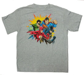 〇【 DCコミック 】『 ジャスティスリーグ ( GY ) 』キッズ ジュニア Tシャツ バットマン スーパーマン グリーンランタン フラッシュ キャラクターTシャツ スーパーヒーロー アメコミ コミック アメリカ直輸入 輸入雑貨　efg hij