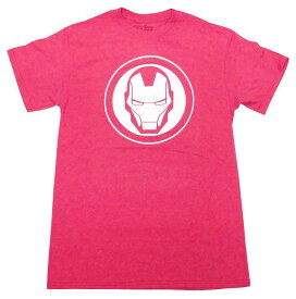 〇【 マーベル Marvel 】『 アイアンマン フェイス サークル Tシャツ Mサイズ (杢RE) 』大人 メンズ レディース ironman アベンジャーズ アメコミ アメキャラ キャラクターTシャツ 赤 レッド トニースターク 半袖 fashion ファッション