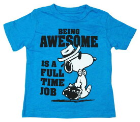 ◎【 スヌーピー SNOOPY 】『 キッズ Tシャツ BEING AWESOME 18Mサイズ セルリアンブルー 』ピーナッツ peanuts アメキャラ キャラクター 子供用 kids junior 半袖 女の子 男の子 ガール ボーイ girl boy おしゃれ ファッション すてき おすすめ