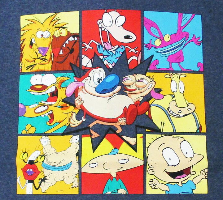 楽天市場 ニコロデオン Nickelodeon ９分割 キャラ集合 Sサイズ 杢ｎｖ 大人 ｔシャツ ラグラッツ レン スティンピー ロッコー キャットドッグ 海外アニメ アメキャラ アメリカン雑貨 アメリカ雑貨 マイクのおもちゃ箱