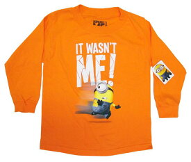 〇【 ミニオン MINION 】『 I WASN'T ME! ロング Tシャツ (OR) 』 ミニオン大脱走 ミニオンズ 怪盗グルー ユニバーサル アメキャラ キャラクター 人気 おすすめ 長袖 かわいい おしゃれ fashion ファッション カジュアル シンプル