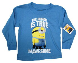 〇【 ミニオン MINION 】『 THE RUMOR IS TRUE I'M AWESOME Tシャツ (パステルBL) 』 キッズ ジュニア ロングTシャツ ミニオン大脱走 ミニオンズ 怪盗グルー ユニバーサル universal アメキャラ kids こども 子供 fashion ファッション おしゃれ 長袖