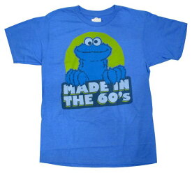 〇【 セサミストリート Sesame Street 】『 クッキーモンスター MADE IN THE 60's Tシャツ (杢BL) 』大人 メンズ レディース かわいい 半袖 人気 おすすめ アメキャラ USJ ユニバーサルスタジオ キャラクターTシャツ ブルー 青 テーマパーク