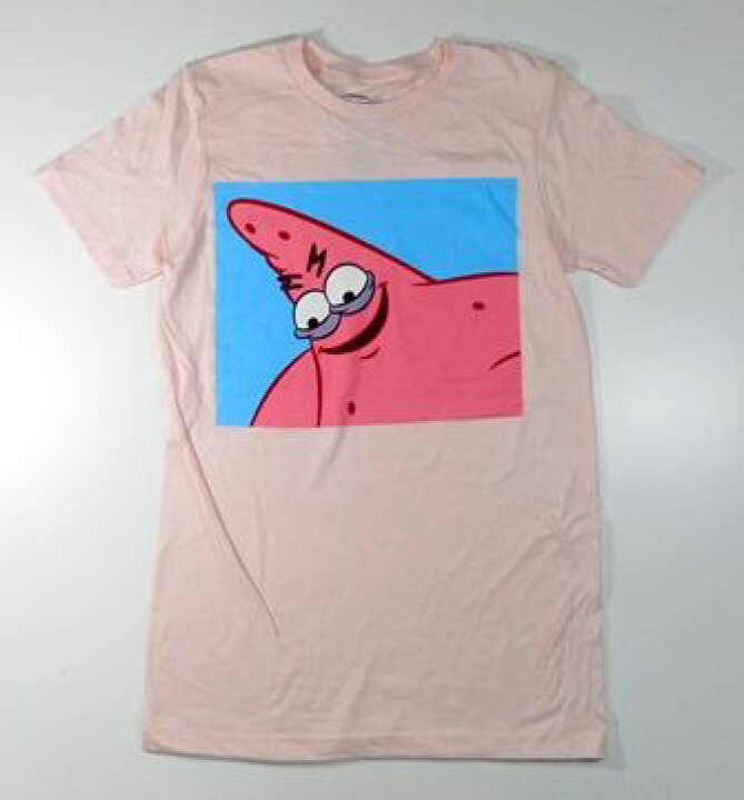 楽天市場 スポンジ ボブ Sponge Bob パトリック 見下ろし Pk 大人 メンズｔシャツ スポンジボブ アメキャラ ニコロデオン Nickelodeon ファッション Pink ピンク 半袖 アパレル かわいい 人気 おすすめ アメリカ雑貨 マイクのおもちゃ箱