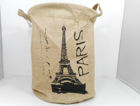 バスケット『 PARIS 』ランドリー　折り畳み　小物入れ　ケース　収納　麻　植木　カバー　ミニサイズ　おしゃれ　インテリア　新生活　家具　便利　カゴ