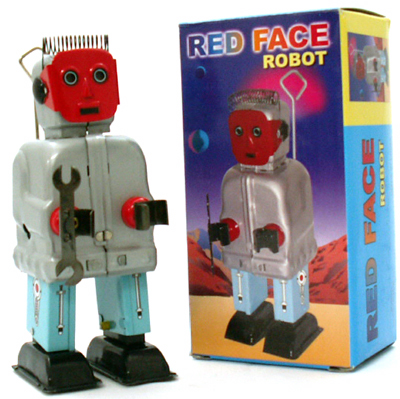 お得 RED FACE 安心と信頼 レッドフェイス ブリキ 赤い顔のロボット