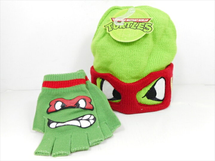 楽天市場 ミュータント ニンジャ タートルズ ニット帽子 手袋セット ラファエロtmnt 忍者タートルズ かわいい キッズ 大人 アニメ アメコミ キャラクター プレゼント アパレル 衣類 防寒具 コスプレ ファンシー 亀 ミトン アメリカ雑貨 マイクのおもちゃ箱