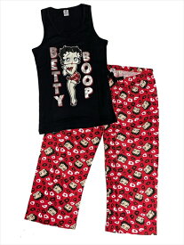 ◎【 BETTY BOOP ベティちゃん 】 『 BETTY BOOP ( ブラック/レッド レオパード ) タンクトップ ＆ パンツSET XLサイズ 』 部屋着 上下セット ベティ・ブープ ベティーちゃん ベティ ブープ ベティーブープ アメキャラ アメコミ アメリカン雑貨 アメリカ雑貨