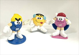 〇わけあり【 M&M's エムアンドエムズ 】『 フィギュア　ピンク、ブルー、イエロー　セット 』 アメリカン雑貨 アメリカ雑貨 アメ雑 雑貨 生活雑貨 アメキャラ アメリカ雑貨 冬　クリスマス キャラクター 企業グッズ カンパニーグッズ