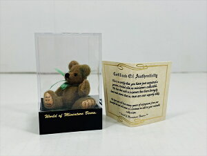 〇【 World of Miniature Bears/ワールド・オブ・ミニチュアベアーズ MED TAN 】『 ＃215　3cm グリーンリボン 』　アメリカ雑貨　アメ雑　クマ　テディベア　コレクション