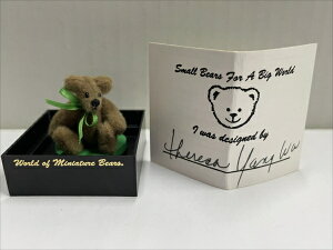 〇【 World of Miniature Bears/ワールド・オブ・ミニチュアベアーズ MED TAN 】『 ＃115　1インチ グリーンリボン 』　アメリカ雑貨　アメ雑　クマ　テディベア　コレクション