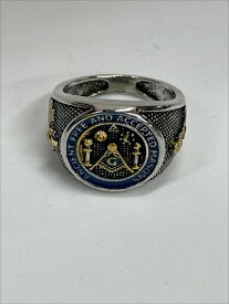 〇【 フリーメイソン Freemasons 】『 # 6 blue gold black ラウンド（SV）』指輪 アクセサリー おしゃれ かわいい スピルバーグ アメリカ雑貨