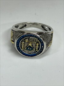 〇【 フリーメイソン Freemasons 】『 # 8 blue gold black ラウンド（SV）』指輪 アクセサリー おしゃれ かわいい スピルバーグ アメリカ雑貨