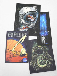 ◎【 4枚セット500円 】『 バラエティステッカー アストロノート 』シール セット おもしろ 雑貨 アメリカ雑貨 文房具 こども 子供 おもちゃ