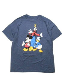 ◎【 ディズニー/ Disney 】 『 ミッキー＆ドナルド＆グーフィー Tシャツ XLサイズ ( ネイビー ) 』大人 メンズ Tシャツ アメリカン雑貨 アメリカ雑貨 Tシャツ ユニセックス アメリカ直輸入