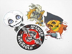 ◎【 4枚セット500円 】『 バラエティステッカー ガイコツ 』シール セット おもしろ 雑貨 アメリカ雑貨 文房具 こども 子供 おもちゃ