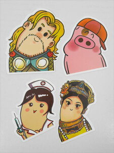 ◎【 4枚セット500円 】『 バラエティステッカー 』シール セット おもしろ 雑貨 アメリカ雑貨 文房具 こども 子供 おもちゃ