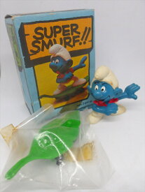 〇【スマーフ/smurf】『 6505 SUPER SMURF スケートボード PVC フィギュア』Schleich 人形 1980年代 ビンテージ 昭和レトロ 箱付き コレクション 雑貨
