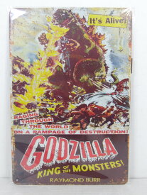 ◎【怪獣王ゴジラ/Godzilla, King of the Monsters!】『 ゴジラ 1956年版 ポスター柄 / ブリキ看板 プレート 』ティンパネル 看板 インテリア ブリキプレート 映画 Movie ポスター ディスプレイ アメリカ雑貨 アメ雑 雑貨