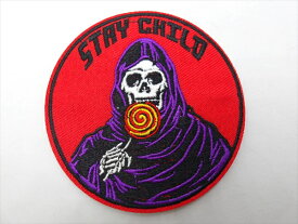 ◎【ドクロ/Skull】『 スカル STAY CHILD / ワッペン・アイロンパッチ 』アイロン ワッペン パッチ ドクロ スカル ファッション雑貨 アメリカ雑貨 アメ雑 雑貨