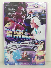 ◎【ブリキ看板/tin plate】『 Back to the Future イラストポスター柄 A / ブリキプレート 』ティンパネル 看板 インテリア ビンテージ風 看板 広告 映画 Movie BTTF バック・トゥ・ザ・フューチャー ディスプレイ アメリカ雑貨 アメ雑 雑貨