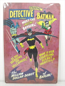 ◎【ブリキ看板/tin plate】『 BATMAN Detective COMICS STARRING BATMAN 表紙柄 / ブリキ看板 プレート 』ティンパネル 看板 インテリア ブリキプレート アニメ アメコミ 映画 Movie DCコミックス バットマン ロビン バットガール アメリカ雑貨 アメ雑 雑貨