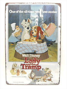���y�u���L�Ŕ�/tin plate�z�w Disney Lady and the Tramp �f��|�X�^�[�� / �u���L�v���[�g �x�e�B���p�l�� �Ŕ� �C���e���A �r���e�[�W�� �Ŕ� �L�� �f�� Movie �f�B�Y�j�[ ���f�B&�g�����v �����